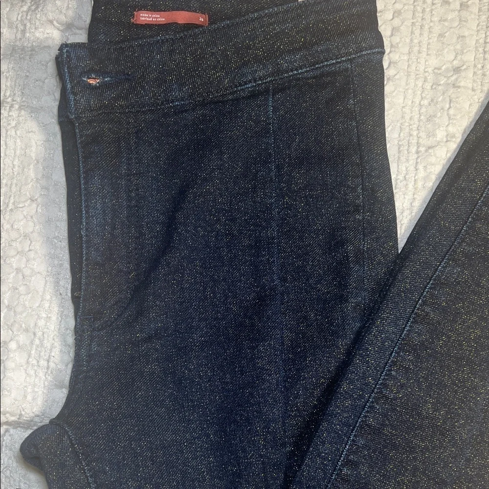 Pilcro high rise denim sparkly fabric denim leggings size 26
